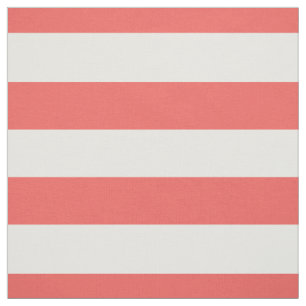Coral and White 1.5" Horizontal Stripes Pattern Fabric