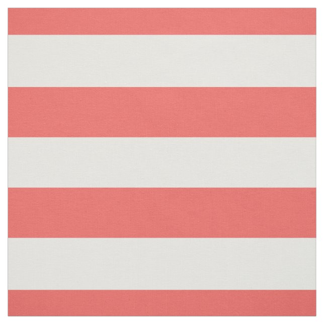 Coral and White 1.5" Horizontal Stripes Pattern Fabric (Swatch)