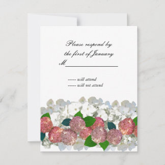 Coral and White Bouquet of Florals Reply Card