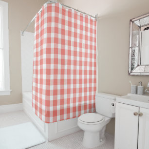Coral and White Buffalo Plaid Pattern