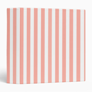 Coral and white candy stripes binder