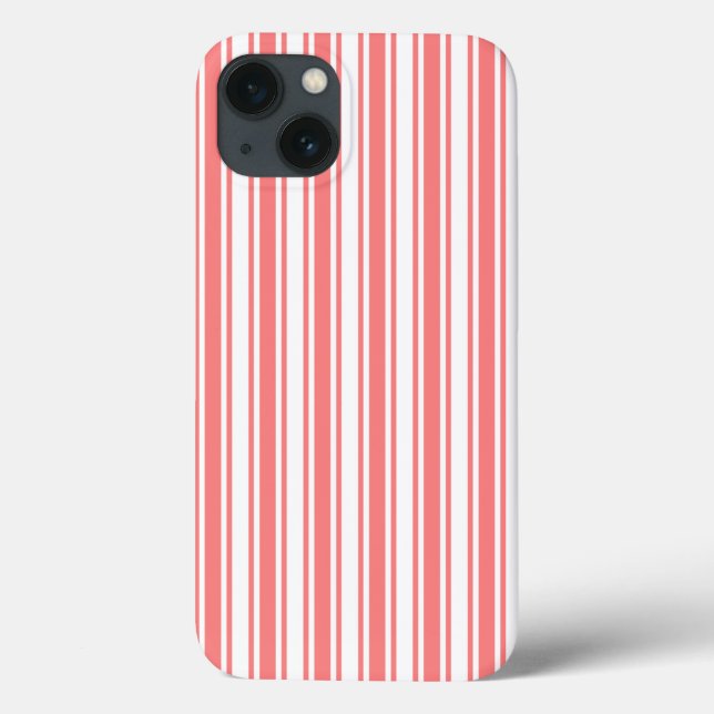 Coral and white candy stripes Case-Mate iPhone cas Case (Back)