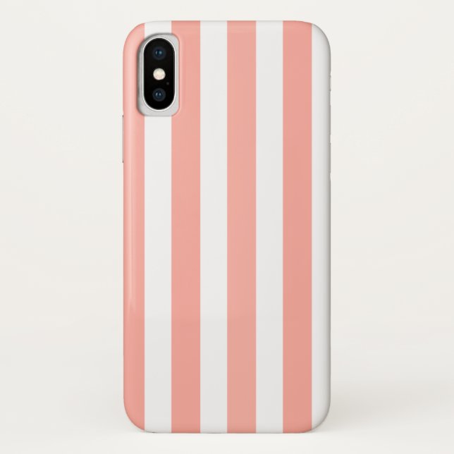 Coral and white candy stripes Case-Mate iPhone case (Back)