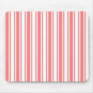 Coral and white candy stripes mouse pad