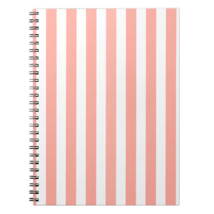 Coral and white candy stripes notebook