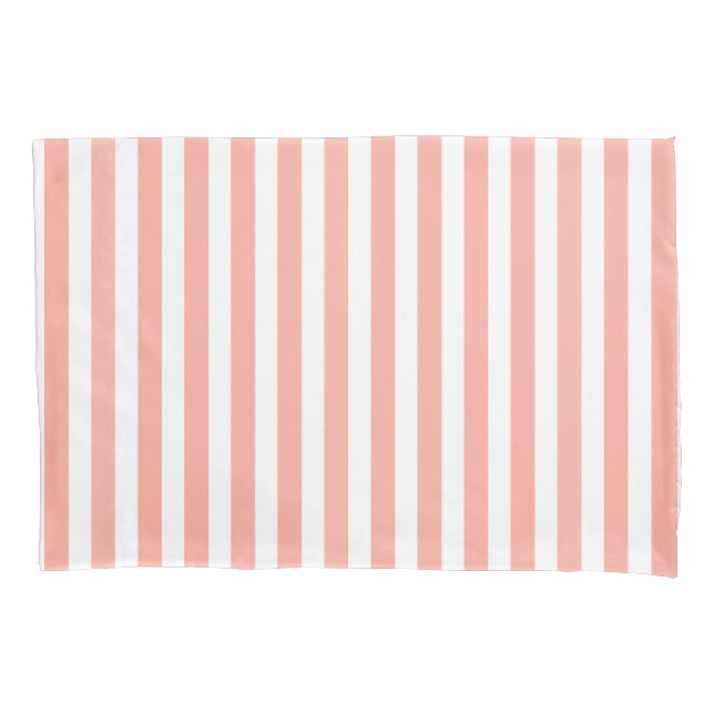 Coral and white candy stripes pillowcase (Front)