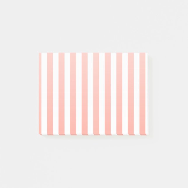 Coral and white candy stripes post-it notes (Front)