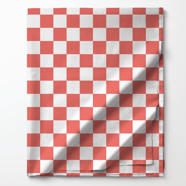 Coral and White Chequerboard Fabric (Creator Uploaded)