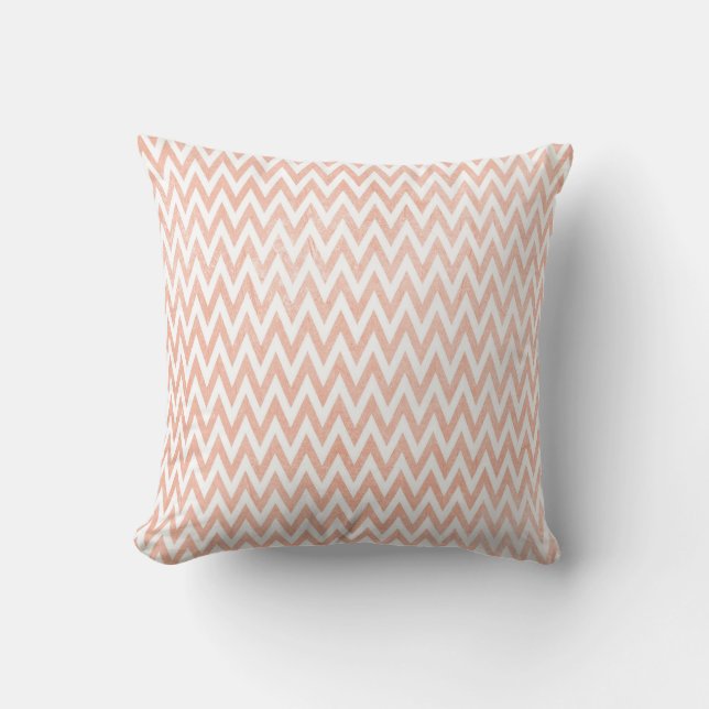 Coral and White Chevron Throw Pillow (Front)