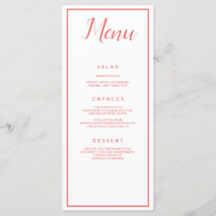 Coral and White Classic Menu