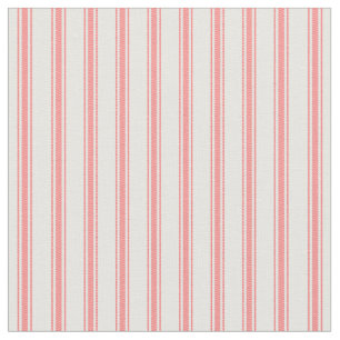 Coral and White Classic Ticking Stripes Fabric