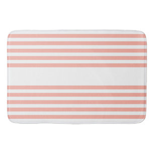 Coral and white five stripe pattern bath mat