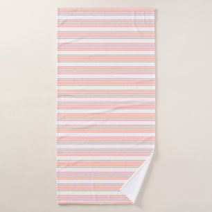 Coral and white five stripe pattern bath towel