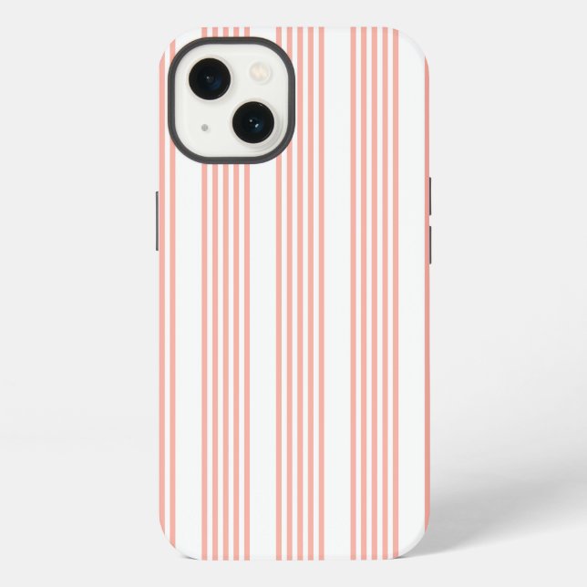 Coral and white five stripe pattern iPhone case (Back)
