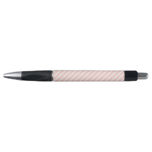 Coral and white five stripe pattern pen