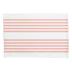Coral and white five stripe pattern pillowcase