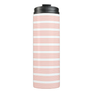Coral and white five stripe pattern thermal tumbler