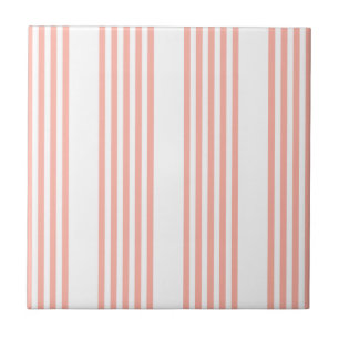 Coral and white five stripe pattern tile