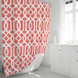 Coral and White Moroccan Trellis Pattern