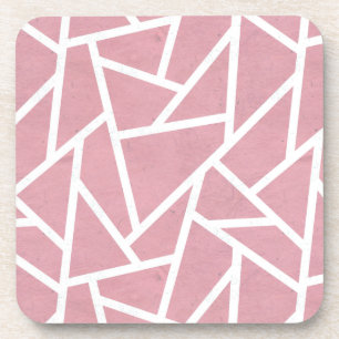 Coral and white mosaic pattern coaster