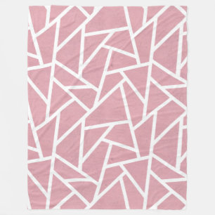 Coral and white mosaic pattern fleece blanket