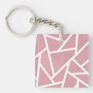 Coral and white mosaic pattern keychain