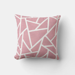 Coral and white mosaic pattern throw pillow