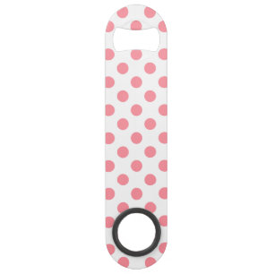 Coral and white polka dots bar key