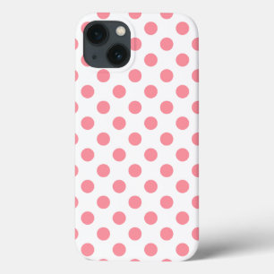 Coral and white polka dots Case-Mate iPhone case
