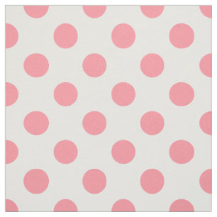 Coral and white polka dots fabric