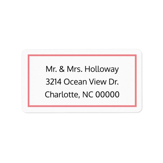Coral and White RSVP Address Label (Front)