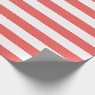 Coral and White Stripes Wrapping Paper