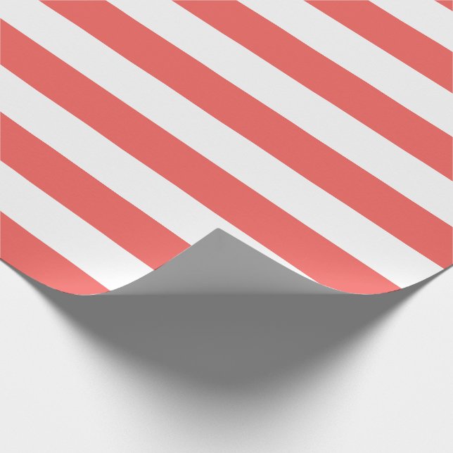 Coral and White Stripes Wrapping Paper (Corner)