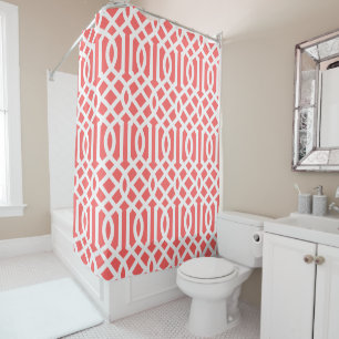 Coral and White Trellis   Editable Colours