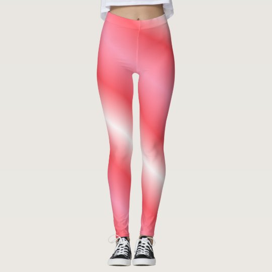 Coral and White Vertical Stripe Leggings