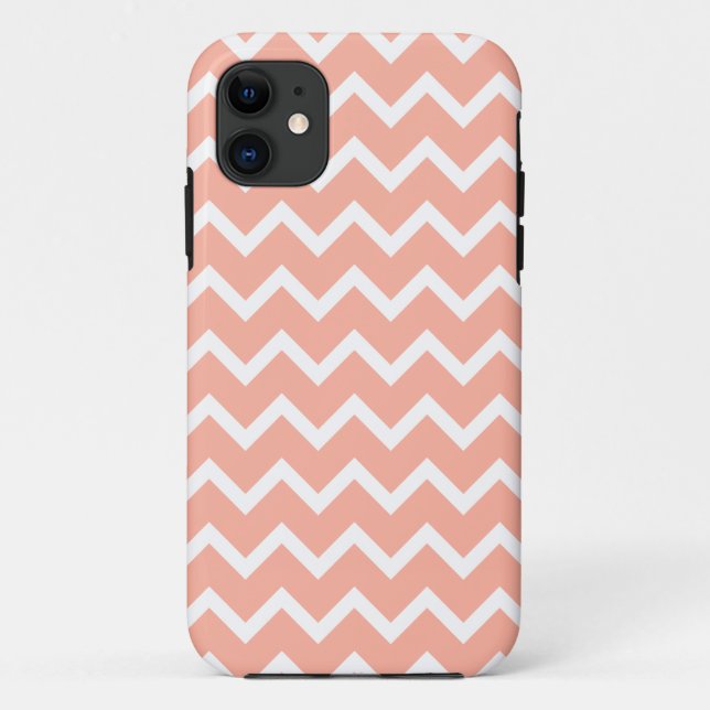 Coral and White Zig Zag Pattern. Case-Mate iPhone Case (Back)