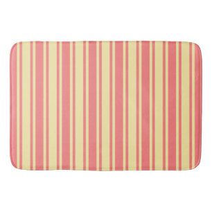 Coral and yellow candy stripes bath mat