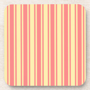 Coral and yellow candy stripes coaster