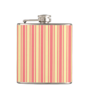 Coral and yellow candy stripes hip flask