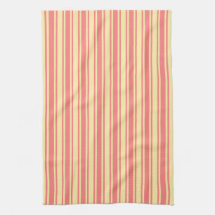 Coral and yellow candy stripes kitchen towel