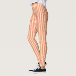 Coral and yellow candy stripes leggings
