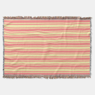 Coral and yellow candy stripes throw blanket