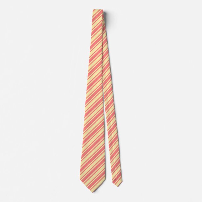 Coral and yellow candy stripes tie (Front)