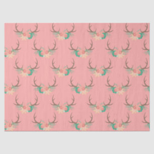 Coral Antlers and Flowers Decoupage Tissue Paper