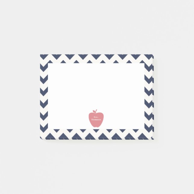 Coral Apple Navy Chevron Teacher Post-it® Notes (Front)