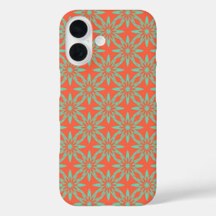 Coral Aquamarine Flower Seamless Pattern iPhone 16 Case