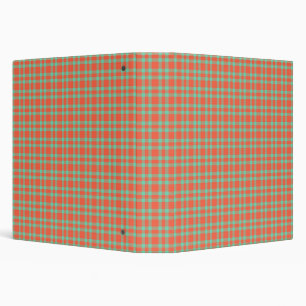 Coral Aquamarine Plaid Pattern Binder