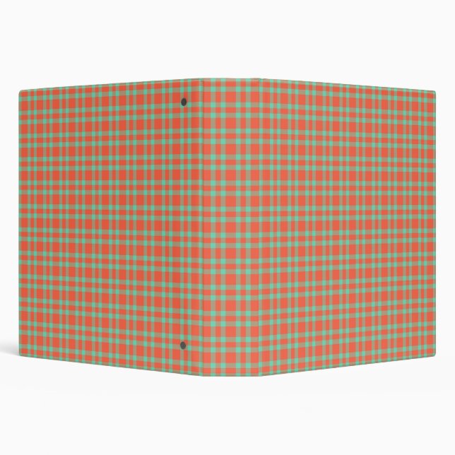 Coral Aquamarine Plaid Pattern Binder (Background)