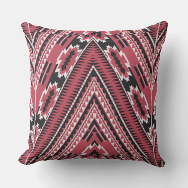 Coral Aztec Throw Pillow (Front)