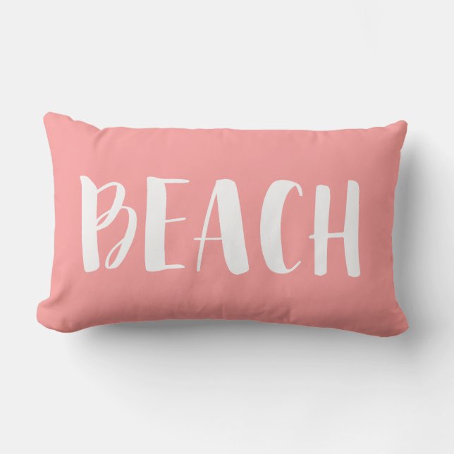 Coral Beach House Nautical Stripe Lumbar Pillow (Front)